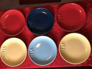 6 Mickey Mouse Disney Dinnerware Dinner Plates In Fiesta Ware Colors 10 "