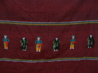 Guatemalan Hand Woven Fabric Panel W Embroidered Men Women People Table Runner