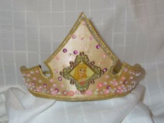 Disney Sleeping Beauty Aurora Deluxe Crown Gold Embroidered Sequined Beaded Ln