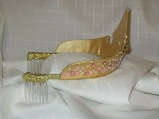 Disney Sleeping Beauty Aurora Deluxe Crown Gold Embroidered Sequined Beaded LN 2