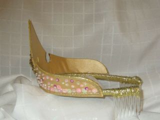 Disney Sleeping Beauty Aurora Deluxe Crown Gold Embroidered Sequined Beaded LN 4