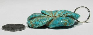 Huge Zuni Hand Carved Natural 22g Spiderweb Turquoise 925 Silver Flower Pendant 3