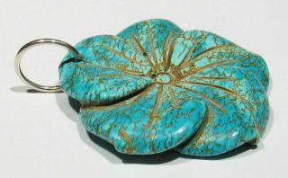 Huge Zuni Hand Carved Natural 22g Spiderweb Turquoise 925 Silver Flower Pendant 5