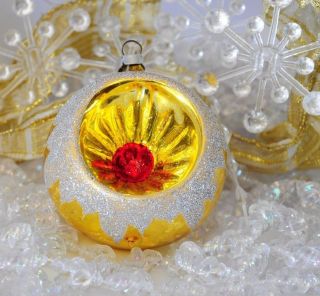Vintage Sun Burst Indent Mercury Glass Christmas Ornament 2