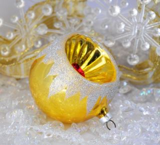 Vintage Sun Burst Indent Mercury Glass Christmas Ornament 3