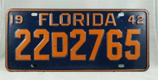 1942 Florida Passenger License Plate -