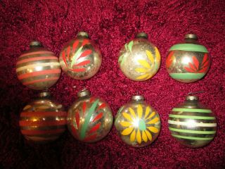 8 Vintage Christmas Tree Ornaments 3 " Marked Made In The Us Of A