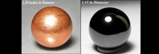 Magnetic Made Magnetite Sphere & Native Copper Metal Sphere - Scb