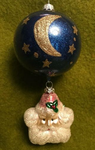Dillard’s 2 Piece Glass Ball Moon Stars Santa