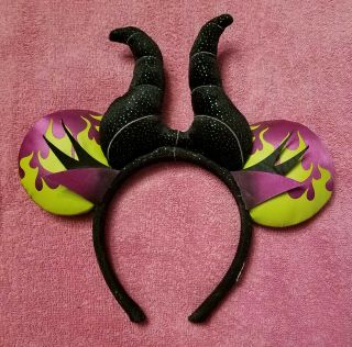 Disney Retired Maleficent Horn Ears Villains Flames