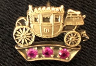 Vintage Gm Pin Fisher Body General Motors 3 Red Ruby Stones Jewels10k Gold Lapel