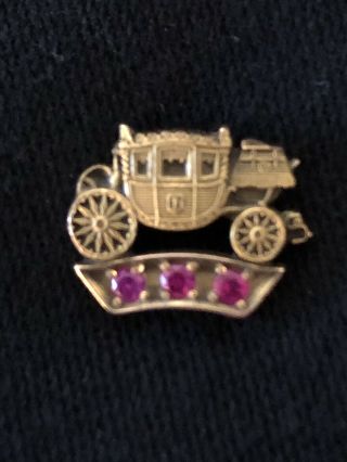 Vintage GM Pin Fisher Body General Motors 3 Red Ruby Stones Jewels10k Gold Lapel 4