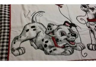 Vintage Disney 101 Dalmatians Woven Tapestry Beacon Blanket Dog Puppies Balloons 3