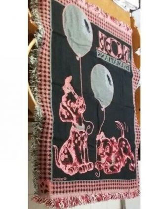 Vintage Disney 101 Dalmatians Woven Tapestry Beacon Blanket Dog Puppies Balloons 7