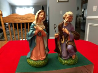 Vtg Mary & Joseph Nativity Figures Composition / Paper Mache 1950s 6 1/2” Italy
