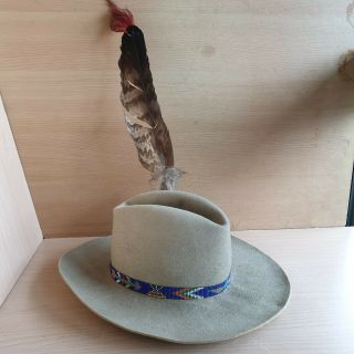 48 Old Rare Antique Vintage Native American Western Cowboy Beaded Hat Size 7