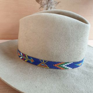 48 Old Rare Antique Vintage Native American Western Cowboy Beaded Hat Size 7 2
