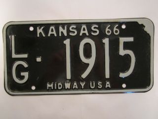 License Plate Car Tag 1966 Kansas Lg 1915 [z253]