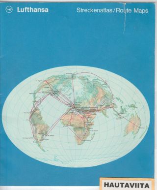 Lufthansa Airline Air Route Map 1971 Great Color Map - Boeing Airplane Details
