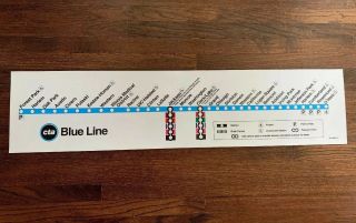 Vintage Chicago Transit Authority Cta Blue Line Map