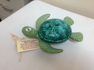 Hawaiian Ceramic Green Sea Turtle - Numbered - W/ Tag By Artist Ben Diller