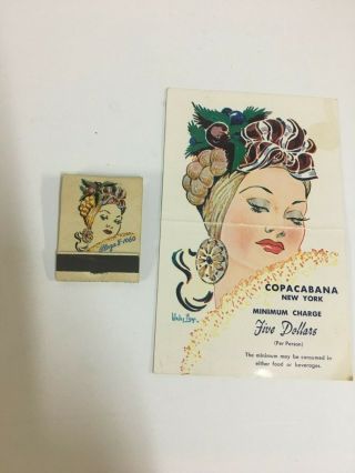 Vintage Copacabana Lounge Nyc Plaza 8 - 1060 Matchbook And Postcard
