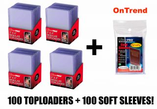 100 X Ultra Pro 35pt Toploader,  100 Card Sleeves Penny Toploaders Top Loader