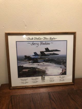 Autographed Blue Angels Frames Poster 20 X 16 " - Jerry Hoskins 1999 Niagra Falls
