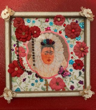 Frida Kahlo Craft Frame Mexican Folk Art 3d Diorama Shadow Box 13’x13’
