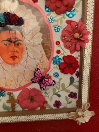 Frida Kahlo Craft Frame Mexican Folk Art 3D Diorama Shadow Box 13’X13’ 6