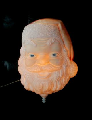Vtg 1968 Lighted Empire Blow Mold Santa Head Face Hide In Shrubs & Trees 19 "
