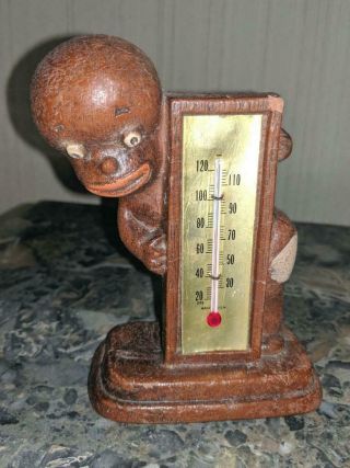 Vintage 1949 " Diaper Dan " Black Americana Wooden Boy Thermometer Multi Products