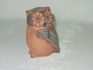 Native American Pueblo Clay Pottery Vtg Owl Bird Figurine Signed N Toya Jemez