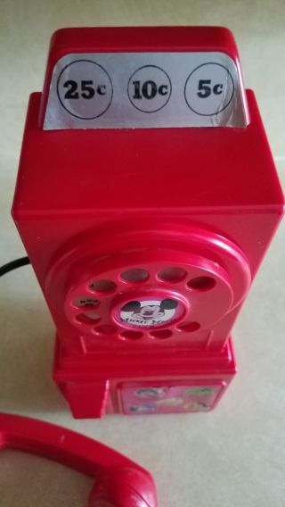 1950 ' s Vintage Mickey Mouse Club Phone Toy Red Plastic Talking Telephone Disney 4