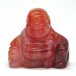 Laughing Maitreya Buddha Figurine Carnelian Evil Eye Red Agate Crystal Carving