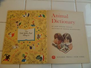 Animal Dictionary,  A Little Golden Book,  1960 (A ED;VINTAGE Children ' s) 3