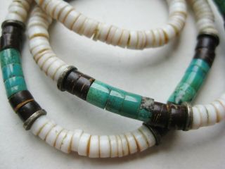 Vtg Santo Domingo Pueblo Indian Turquoise Spiny Oyster Beaded Heishi Necklace