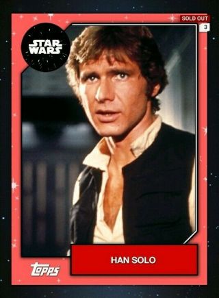 Topps Starwars Card Trader Digital Han Solo Exclusive 71cc Red Base