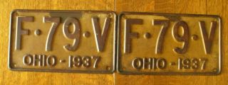 Matching Vintage 1937 Ohio License Plates In