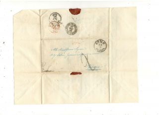 1860 Stampless Folded Letter,  Como,  Italy,  Black Stl Pm