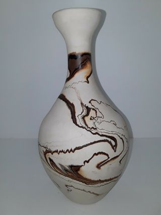 Large 13 " Nemadji Usa Native American Indian Brown Orange Pottery Vase Vintage