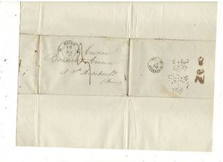 1843 Stampless Folded Letter,  Reims,  France,  Cds