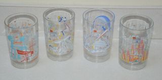 Glass Set of 4 Walt Disney World McDonalds 25th Anniversary 