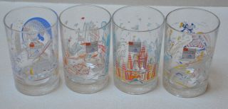 Glass Set of 4 Walt Disney World McDonalds 25th Anniversary 