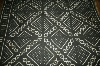 African Mud Cloth Dark Brown/ White Handmade Textile Fabric Blanket 50 " X 70 "