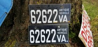 Vintage Matching Pair Virginia Antique Vehicle License Plates 62622