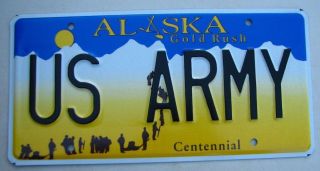 Alaska Vanity License Plate " Us Army " Military Vet Veteran West Point Vietnam