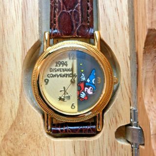 1994 Disney Disneyana Convention Sutton Time Gold Mickey Mouse Watch Le 85/8064