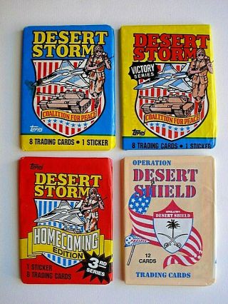 1991 Topps/pacific Desert Storm/desert Shield Wax Pack Set Of 4