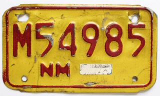 Vintage Mexico 1970s Motorcycle License Plate,  M54985